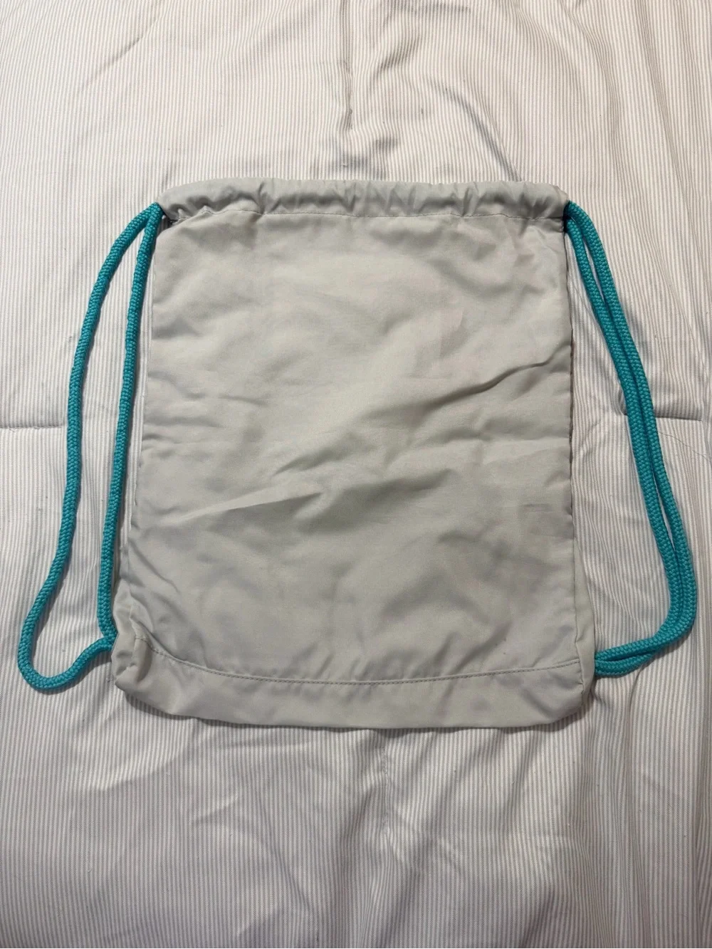 Y2K Vintage Metallic Silver Heart Drawstring Backpack with Teal Accents